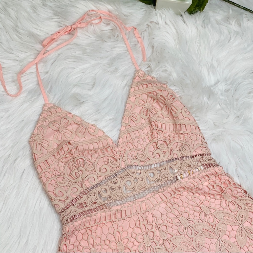 SEE NEW LISTING! LUSH Blush Pink Crochet Lace Sleeveless Romper - Picture 2 of 8